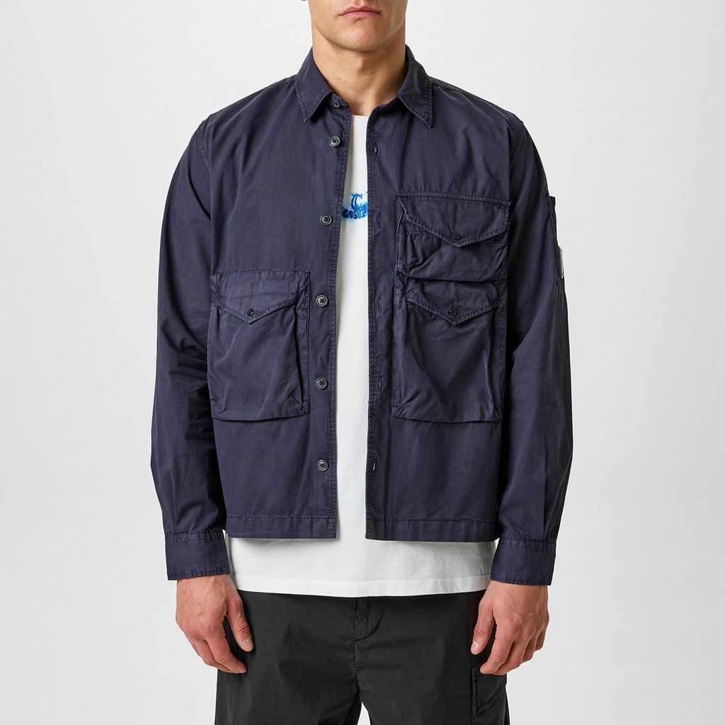 CP Company Organic Gabardine Buttoned Utility Overshirt - Nightshade 799